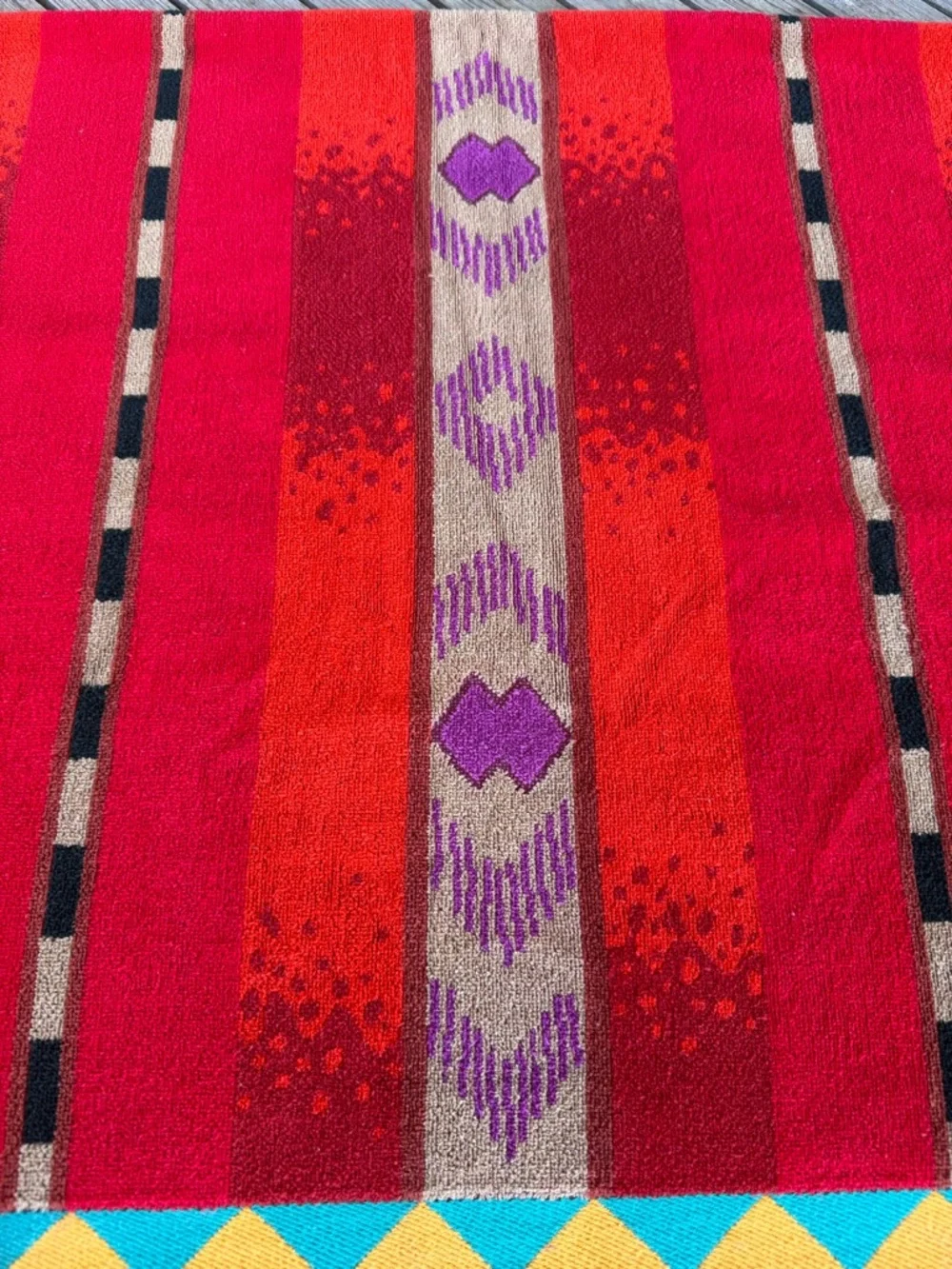 VTG Royal Terry Geometric Southwestern Large Beach Towel Colorful Brazil 34x67